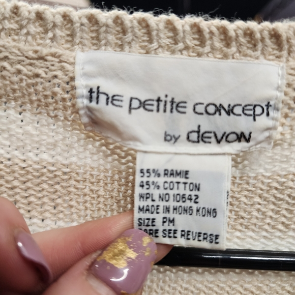 VINTAGE THE PETITE CONCEPT By DEVON  Rose Striped Short Sleeve Sweater MP - Picture 3 of 5